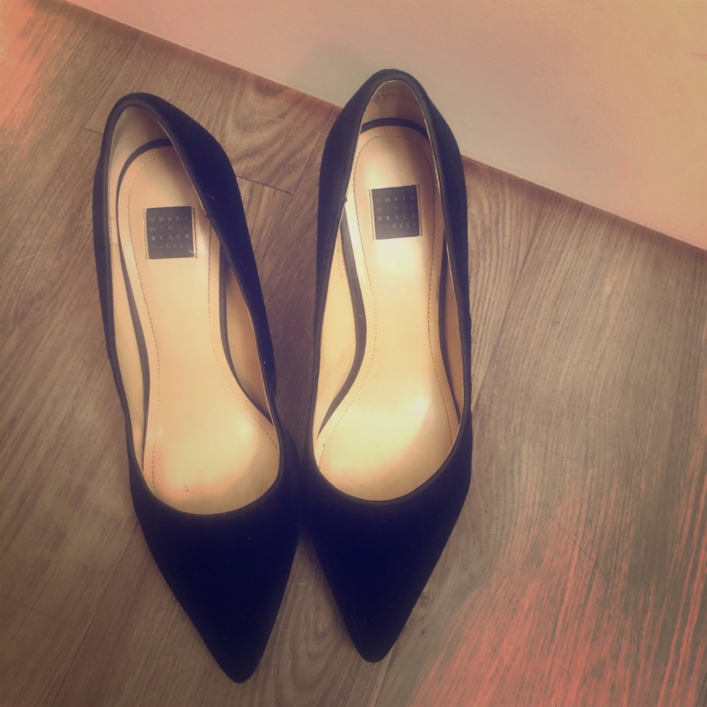 WHBM Velvet Black Point Heels